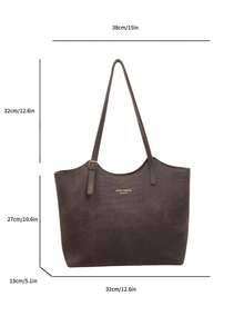 New Autumn And Winter Crocodile Patterned PU Material Women's Tote Bag, Fashionable And Versatile Large Capacity Storage Shoulder Bag/Commuting Bag - Coffee Brown - View 7