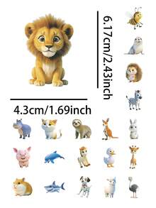 50Pcs Aesthetic 3D Cartoon Animal Transparent PET Stickers, Kawaii Waterproof Forest Zoo Animal Decals, Journaling Sticker Set For Scrapbooks Water Bottles Laptops Phone Cases For Kids Girls - 3D Small Animals - View 7