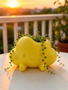 3D Printed Cute Cloud Character Planter, Soft Smiling Face With Little Feet Design, Suitable For Succulents, Prayer Beads And Other Green Plants. Multiple Macaron Colors, Healing Desktop Flower Pot, Fun Potted Plant Decoration For Windowsill And Office - Multicolor - View 9