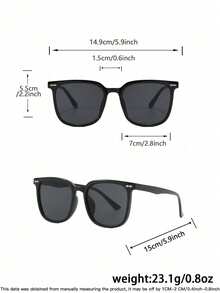 1 PC Men's Casual Simple Style Square Fashion Glasses Solid Color PC Frame Gray Lens For Street Outdoor Daily Occasions With Glasses Box - Multicolor - View 10