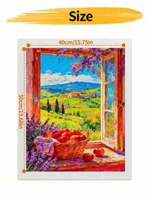 DIY Tuscany Window With Apples And Lavender (Frameless Or Framed 8x12 / 16x20 Inches) Paint By Numbers Kit(Acrylic) Arts & Crafts For Adult Beginners, Home Wall Decor, And Creative Holiday Gifts For Room Art - Sets - View 8