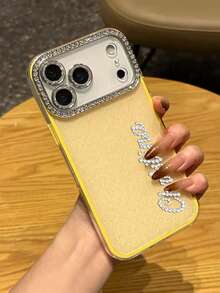 [客製化] 個性化亮片奢華水鑽姓名星星貓耳手機殼，適用於 iPhone 18 Pro Max 17 Pro Max 17 Pro 16 15 14 13 12 11 Pro Max 16 15 Plus - 黃色 - 查看 4