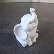 3D Printed Healing White Elephant Desktop Ornament, Cute Lucky Elephant Home Decor, Creative Handmade Craft Gift - Multicolor - View 3
