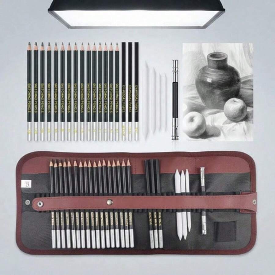 25 Piece Pro Drawing Sketching Pencil Set, Drawing Pencil (14B-5H), Charcoal Pencils, For Drawing Sketching, Shading, Blending - 25-piece Sketch Pencil Set - View 1