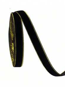 5 Yards Classic Black Gold Edge Flocked Ribbon, Multi-Width Single-Sided Flocked Decorative Trim, Suitable For DIY Hair Accessories, Handmade Crafts, Gift Box Packaging, Clothing Sewing, Abaya Garment Decoration, Ramadan Celebration - Multicolor - View 12