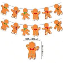 somoving 36/Strands DIY Photo Gingerbread For Man Paper Bunting Banner, Blank Photo Insert Gingerbread Cutout Hanging Garland, Christmas Multipurpose Wall Hanging Decor Supplies For Party, Fireplace & Window Display - Multicolor - View 9