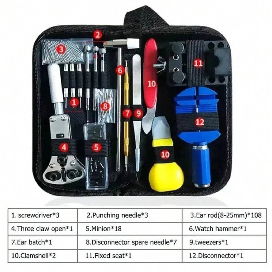 147PCS Watch Repair Tool Kit Back Case Opener Remover Spring Pin Bars Watchmaker - CZP170 - View 1