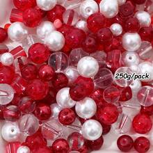 beadia 100/250g 2-10mm 紅色系列混色玻璃珠，多種款式，DIY珠寶製作、項鍊與手鍊手工藝用品，適合女性 - 大紅色系 - 查看 7