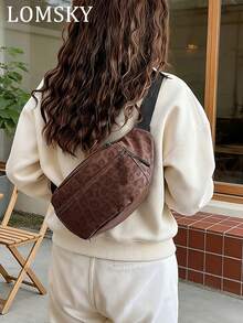 Retro Handbag With Adjustable Wide Shoulder Strap And Multiple Zipped Pockets. Women's Crossbody Chest Bag. - Multicolor - View 5