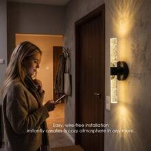 SEEDIQ Lampu Dinding Mewah Modern Nirkabel Isi Ulang, Lampu Dinding LED Gelembung Akrilik Naik Turun Bertenaga Baterai untuk Kamar Tidur, Ruang Tamu, dan Ruang Bersama - Hitam - View 3