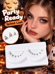 Halloween Party 1pair Spiky Lash, Self-Adhesive, Non Adhesive ,Bottom Lashes, Metallic, Cosplay, Subculture, Creative Makeup, Extremely Fine, Transparent Stem, Reusable, Party Style - View 6