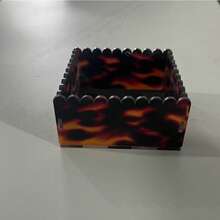 1 Square Acrylic Tortoise Shell Storage Box, With Lace Opening, Can Be Used To Store Keys, Cosmetics, Desktop, - Tortoiseshell - View 6