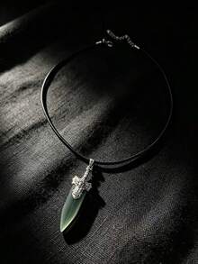 1pc Vintage Simple Sword Pendant Necklace For Men - Antique Silver - View 3