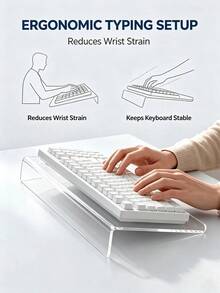 Acrylic Keyboard Stand, 15° Inclined Wrist Rest Design, Transparent Minimalist Keyboard Desktop Extension Rack, Stable Desktop Heightening Stand, Suitable For Typists, Employees, Home Office Typing Work, Adjustable Height Stand, Back To School Season - Multicolor - View 7