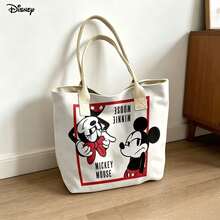 Miniso Disney Mickey & Minnie Vintage Couple Pattern Laptop Bag, Handheld & Shoulder Strap, For Daily Use - Black - View 2