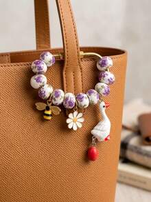 Cute Beaded Keychain - Heart & Star Shaped Pendant Bag Charm (Multi-Color) - Multicolor - View 5