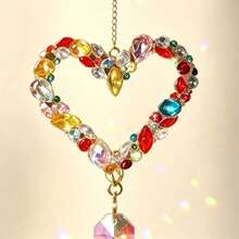 1pc Dreamy Starry Sky Crystal Sun Catcher, Suitable For Home Window And Yard Decoration - Heart - View 6