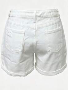 Casual Distressed Washed Loose Fit Denim Jeans For Women, American Street Style, Versatile Summer Holiday White - White - View 8