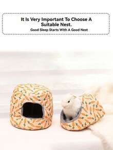 1 buah Tempat Persembunyian Guinea Pig, Bentuk Sandal Bermotif Wortel, Tempat Tidur yang Dapat Dicuci Sepanjang Musim untuk Hewan Peliharaan Kecil, Ideal untuk Hamster, Landak, Musang & Kelinci Kerdil, Tempat Tidur Hewan Peliharaan Kecil - View 4