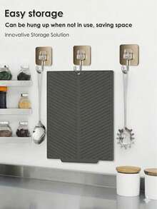 Silicone Dish Drying Mat, Foldable Kitchen Drying Mat, Dish Drainer Mat, Sink Anti-Slip Mat, Heat-Resistant, Shock-Absorbing, Sound-Insulating, Desktop Heat-Resistant Mat, Foldable And Rollable For Easy Storage, Kitchen Essential, Kitchen Decor. Halloween, Christmas, Best Gift For Women. Kitchen Gadget; Desktop Accessory - Multicolor - View 8