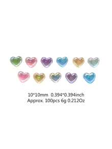 100Pcs Mixed Hollow Heart Nail Charms Transparent Jelly 3D Heart Resin Nail Rhinestones DIY Manicure Nail Art Decorations Accessories Random Color - Multicolor - View 8