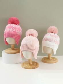 Children's Bow Knot Knitted Hat, Autumn/Winter Ear-Protective Warm Knitted Hat, Thickened Warm Beanie, Suitable For Boys And Girls - Multicolor - View 5