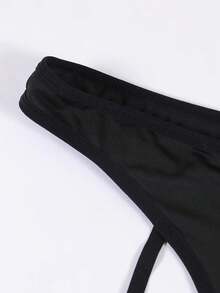 Celana Dalam G-String Wanita Seksi Bertali Terbuka Tanpa Bisa Dilepas, Motif Huruf Liburan, Tali Kaki Renda Nyaman, Pakaian Dalam yang Dipersonalisasi - Hitam - View 5