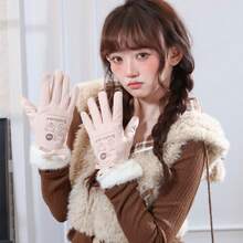 San-X Rilakkuma Easy Bear Plush Gloves For Women, Winter Warm Thermal Lined, Cute Cartoon Korean Style, Touchscreen Compatible, Cold-Proof - Multicolor - View 8