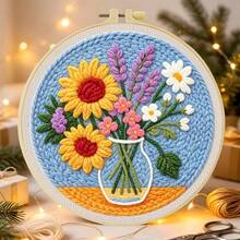 DIY Punch Needle Kit For Beginners – Includes Punch Needle, Yarn, Instructions, Hoop & Pre-Printed Fabric (Bees And Flowers). Creative Craft For Wall Decor Or Gifting. 2D Printed Punch Needle Starter Kit. 20x20cm (7.87x7.87in). - 20x20cm/7.87x7.87in - View 12