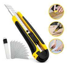 Estilete +3Lâmina Caixas Ferramenta Corte de Papelão e Abrir Encomendas Lâmina Segurança Multiuso - 1Estilete +3Lâmina - Visão 7
