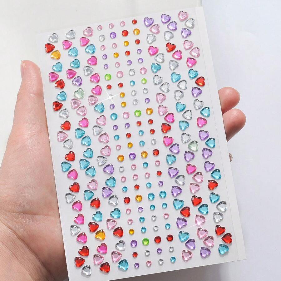 1pc Sticker Set, Acrylic Material, Rhinestone DIY Decoration Diamond Stickers, Colorful Mini Heart Diamond Reward Stickers, Suitable For Water Bottles, Cameras, Phones, Cups, Face, Nails, Phone Cases, Laptops, Furniture, Refrigerators, Party Gifts, Birthday Rewards, Crafts And Other Creative DIY Decoration Diamond Stickers (Random Color) - one-size - View 1