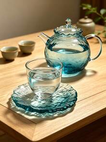 2pcs Gradient Glass Coasters, Transparent Asymmetrical Round Coasters With Ice Crack Pattern, Multi-Functional Coasters, Decorative Coasters, Suitable For Various Cups And Kitchen Countertops, Perfect Gift Choice - Multicolor - View 10