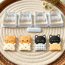 5pcs Pillow Cat Shape Clay Cutters, Kitten Embossing Molds, DIY Handmade Earring Pendant Jewelry Craft Supplies - 5pcs - View 7
