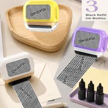 New Wide Anti-Identity Theft Protection Roller Stamp + 3 Refill Bottles Set, Protect Your Privacy And Security (Dream Purple/Warm Yellow/Moon White) Morandi Color Privacy Confidentiality Stamp, Best Friend Gift - Morandi Large Window Privacy Stamp + 3 Refill Set - A005 - View 5