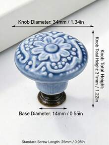 2/5/10Pcs Single Hole Drawer Knobs, Vintage Embossed Pattern Ceramic & Stainless Steel Cabinet Pull Handles, Minimalist Retro Furniture Hardware, Decorative For Modern Kitchen, Bathroom Cabinet & Dresser Doors, 7 Colors Available - Multicolor - View 3