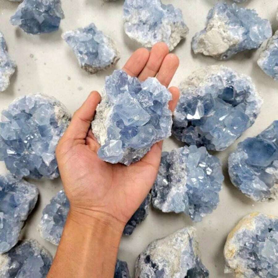1pc AAA+ Celestine Cluster Crystal, Celestine Geode Mineral Specimen, Home Decor Crystal, Jewelry Pattern, Jewelry Making, Mother's Day, Thanksgiving - Baby Blue - View 1