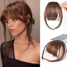 LYSW Fake Air Bangs With Sideburns, Fashion High Temperature Silk Hair Extensions, 2-Clip Double Sideburns Long Bangs Hair Piece For Women, Lightweight Invisible Hair Patch HA2841 - Multicolor - View 3