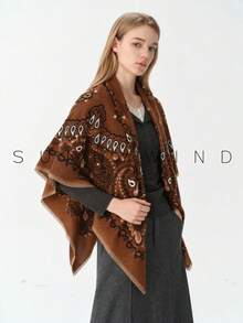 1pc Women's Paisley Pattern Fashion Elegant Versatile Polyester All-Season Daily Wear - Dark Brown - View 3