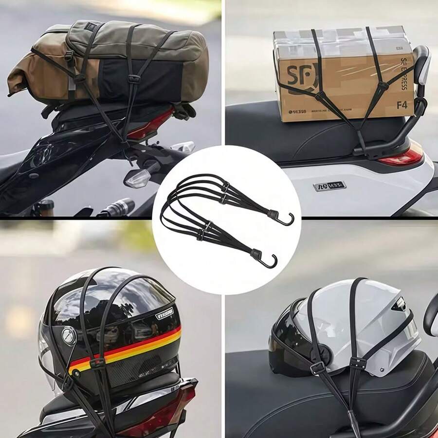 2Pcs Car Helmet Fixing Buckle With Anti-Slip Mesh Net, Motorcycle Car Universal, Adjustable Telescopic Storage Organizer Set For Cars Motorcycles - K - View 1