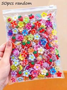 50/30/2pcs Mini Flower Hair Clips, Small Cute Butterfly Floral Strawberry Hair Claw Clips, Large Pack Mixed Color Hair Accessories Styling Tools - Multicolor - View 9