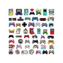 50pcs Cute Retro Game Decorative Stickers, Pixel Game Controller Stickers, Aesthetic Stickers For Water Bottles, Luggage, Notebooks, Party Supplies DIY Craft Stickers - Multicolor - View 9