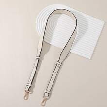 1pc Adjustable Solid Color Classic Faux Leather Bag Replacement Shoulder Strap - Beige - View 3