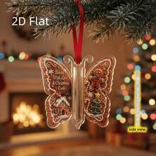 1pc 2D Flat Butterfly Christmas Tree Hanging Ornament & Hanging Decoration - Suitable For Home Decor, Asymmetrical Shape For Christmas Party - Free Butterfly Pattern For Holiday Decoration, Tree Top Ornament & Branch Decoration, 2D Flat - Multi-color - View 8