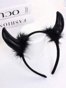 1pc Halloween Horn Headband Suitable For Daily Wear - Black - View 2