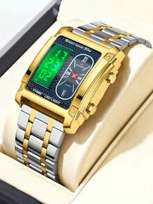 VA VA VOOM Brand New Men's Dual Display Watch, Stainless Steel Band, Luminous Digital + Pointer Quartz Dual Movement, Alarm, Stopwatch, Calendar, Day Of The Week, Luminous Multi-Function Men's Watch - Dual-display Style - View 11