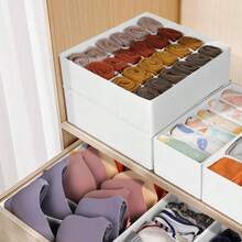 1pc White Underwear & Socks Drawer Organizer Box, 20-Grid Fabric Dresser Storage Box For Underwear, Socks, Handkerchiefs, Ties - White - View 7