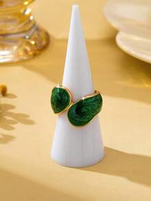 1pc Minimalist Elegant Enamel Drip Water Drop Women's Ring Suitable For Party, Banquet And Daily Wear - Blue - View 8