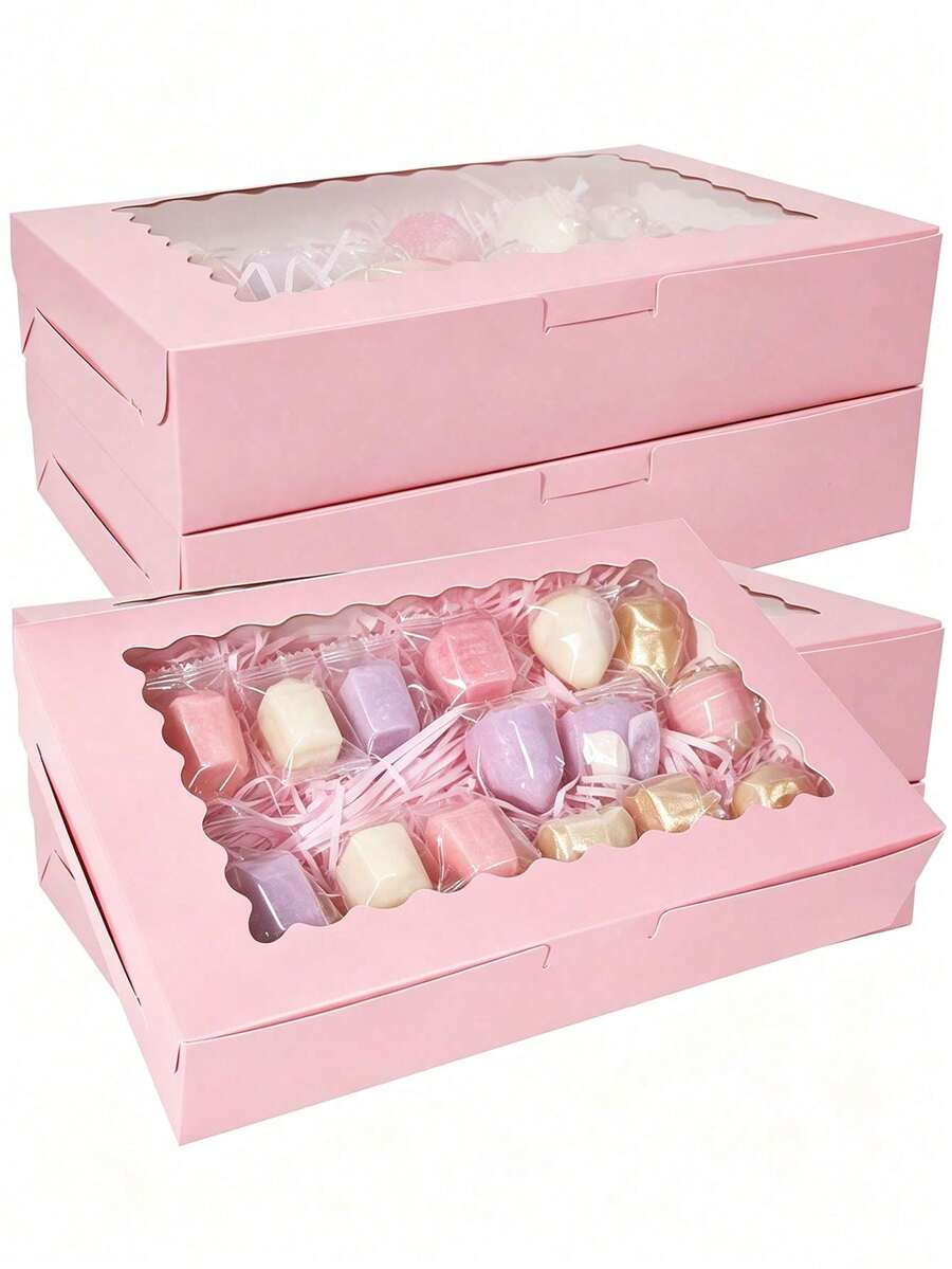 10PCS/5pcs/1PCBakery Boxes, 9.5*6.1*3 Inches, Large White Cookie Boxes, Auto Pop-Up Treat Boxes With Window For Pies, Muffins, Donuts, And Pastries, Party, Holiday, Wedding, Birthday - White - View 1
