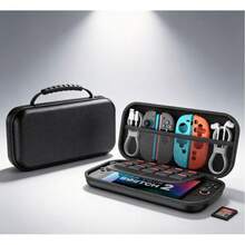 Switch 2 Storage Bag, Hard Shell Travel Carrying Case For Switch2/Switch OLED/Switch/Switch Lite, With Multiple Storage Pockets For Console Accessories And Games, Lightweight And Compact, Includes 10 Game Card Slots - View 2