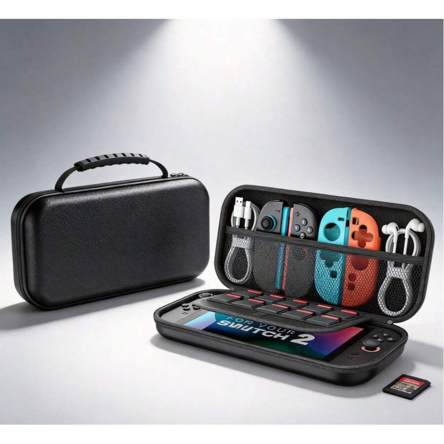 Switch 2 Storage Bag, Hard Shell Travel Carrying Case For Switch2/Switch OLED/Switch/Switch Lite, With Multiple Storage Pockets For Console Accessories And Games, Lightweight And Compact, Includes 10 Game Card Slots